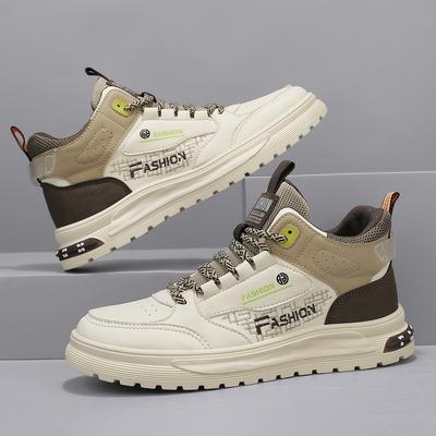 Zapatos casuales de cuero de PU de moda para hombres, zapatos de plataforma cómodos y transpirables para caminar, botas altas para hombres, zapatos de skate de tendencia