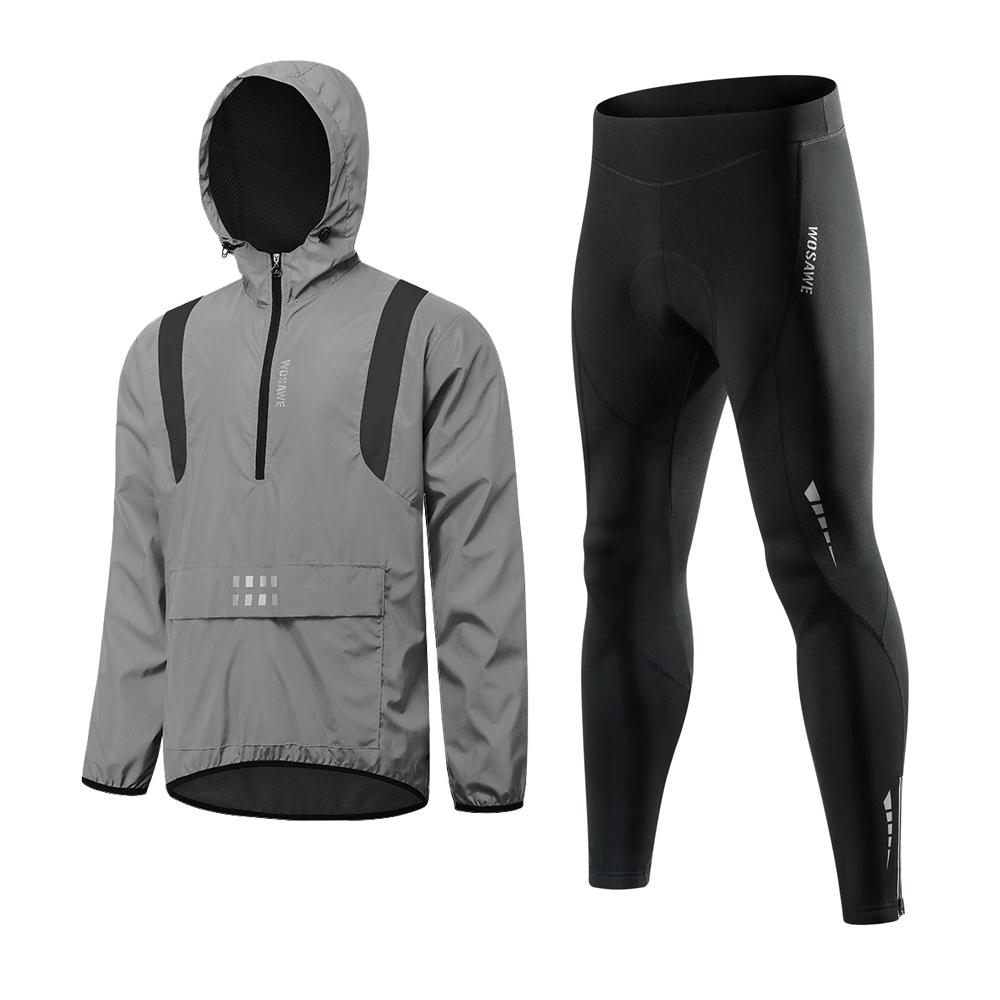 

Чоловічі велосипедні костюми WOSAWE, куртка з високим ступенем видимості, дихаюча еластична штани для гірських велосипедів, куртка для нічної їзди M чорний