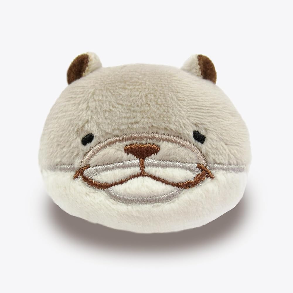 Morisaka Global Mochikawa Otter Plush Badge Gray 5x2x4cm Animal Cute Mochi Series Plush Keychain