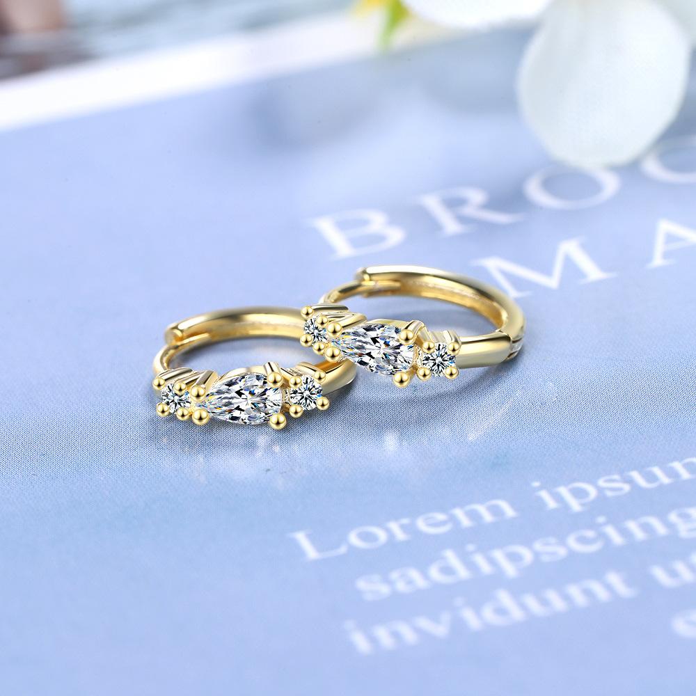 Sterling Silver  Temperament Blue Pine Zircon Diamond Round Ear Buckle Birthday Party Anniversary Gift