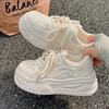 Casual Shoes, Mesh Breathable, Thick-soled Women's Height-increasing Sneakers, Women's 2025 New Spring and Summer Explosive Versatile White Shoes