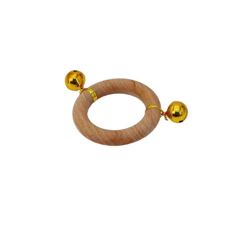 Beech Handbell Infants Baby Toy Solid Wood Unpainted Wooden Ring Soothing Funny Exercise