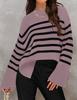 Women's Striped Knit Pullover Sweater - Autumn/Winter 2025 Collection