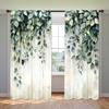 2PCS Digital Printed Curtains with Green Eucalyptus Design, Stylish Window Drapes for Living Room Bedroom Home Decoration