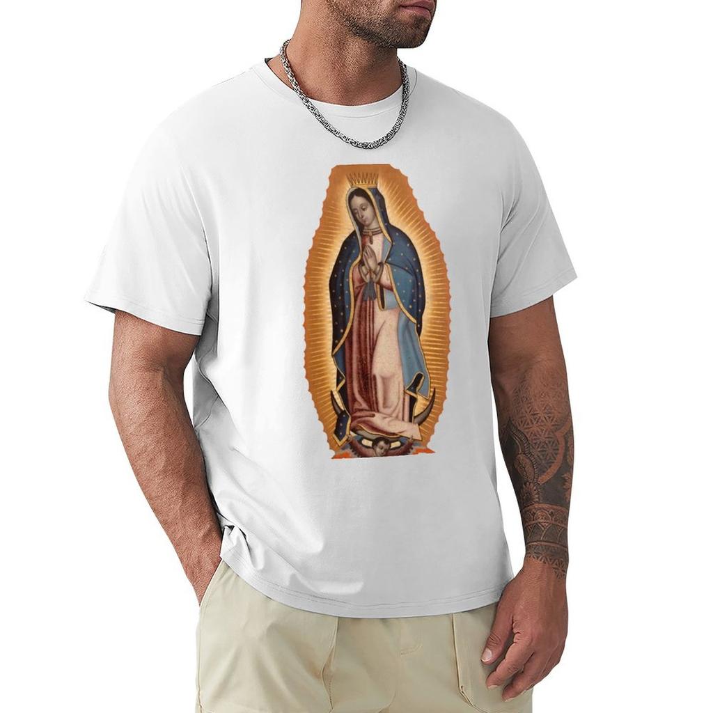 La Virgen de Guadalupe  on Blue TShirt Big Size Short Sleeve Tee for Unisex