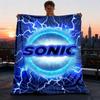 1pc Sonic Outdoor Blanket Lightweight Flannel Throw For Travel, Camping, Livingroom, Couch, Chair Soft