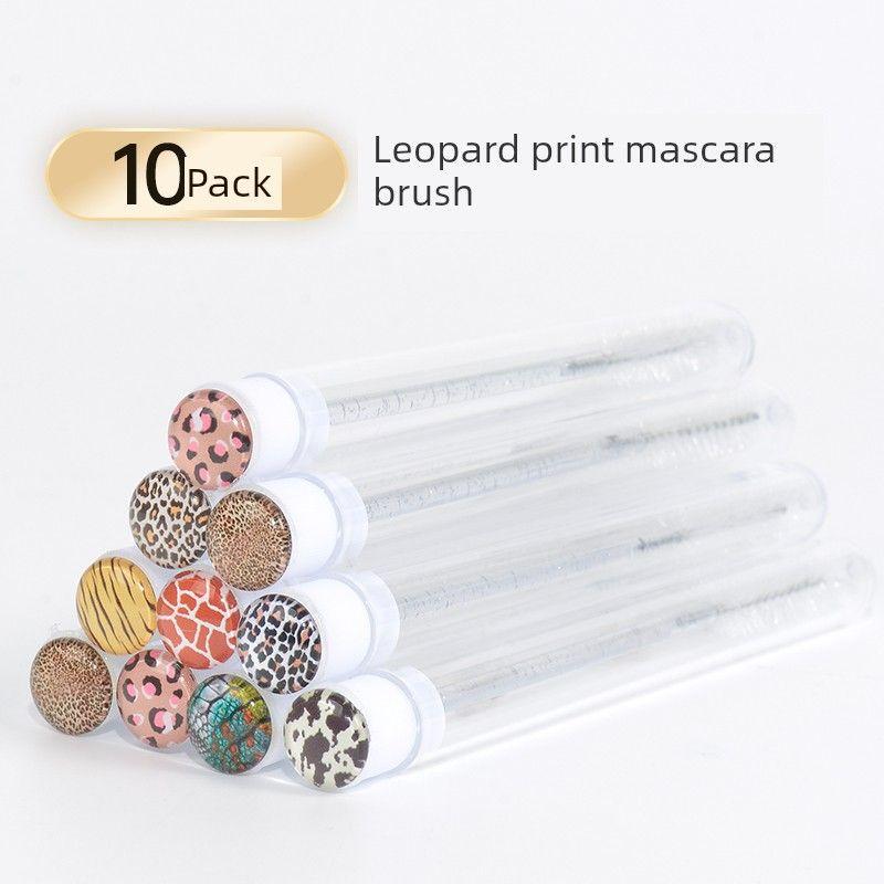 Grafted Eyelashes Cartoon Leopard Print Cat Eye Tube Eyelash Brush Crystal Spiral Rod Eyebrow Comb Special Brush for Eyelash Extensions Tube Brush Leopard Print Cat Eye