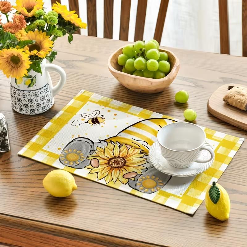 Three Little Cat Pattern Meal Mat Rectangular Meal Mat Restaurant Decoration Desktop Decoration Party and Daily Home Decoration