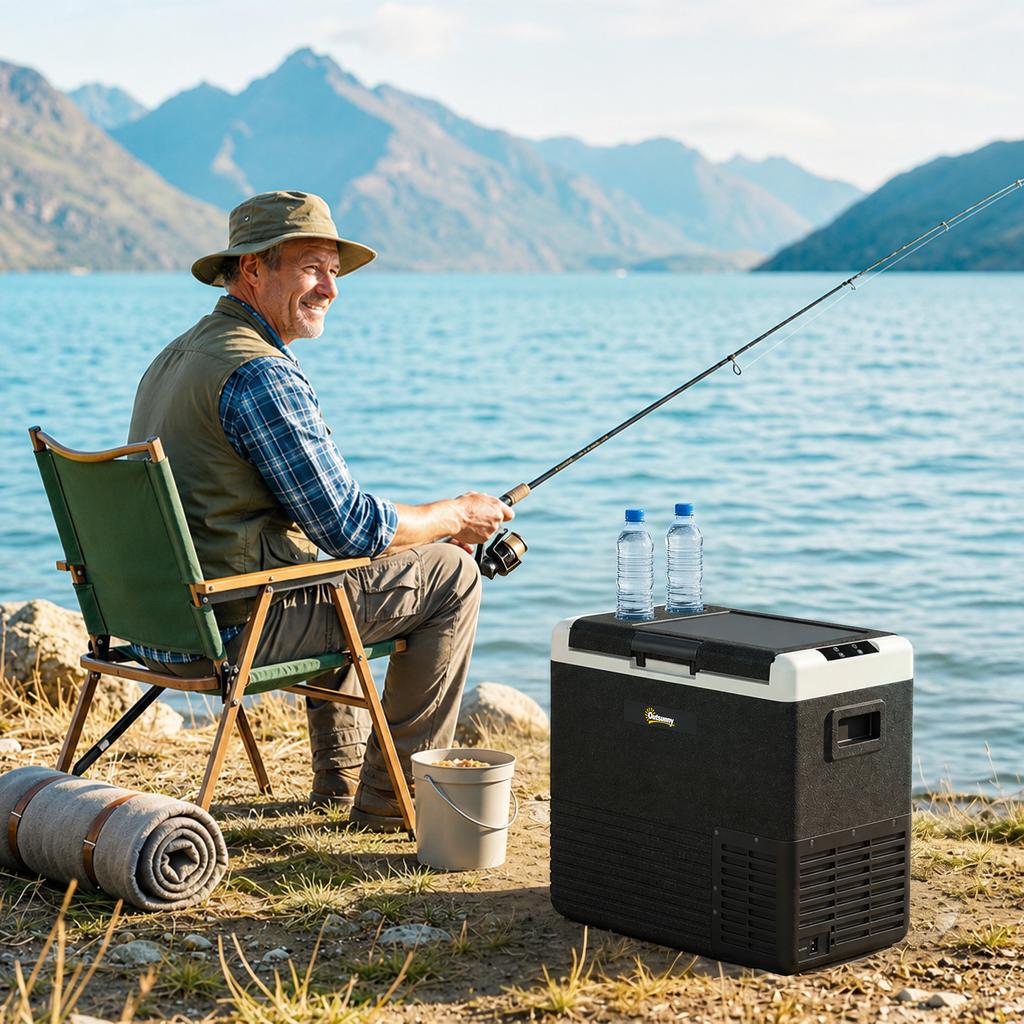 50L Portable Car Refrigerator - Grey and Black