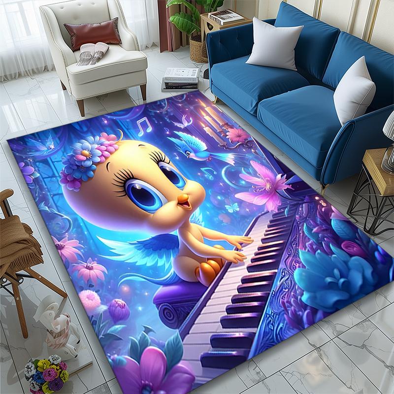 1pc Area Rug Appropriate for Office, White Ghost Cartoon Carpet, Versatile Printed Chair Rug, Durable Home Sofa Carpet