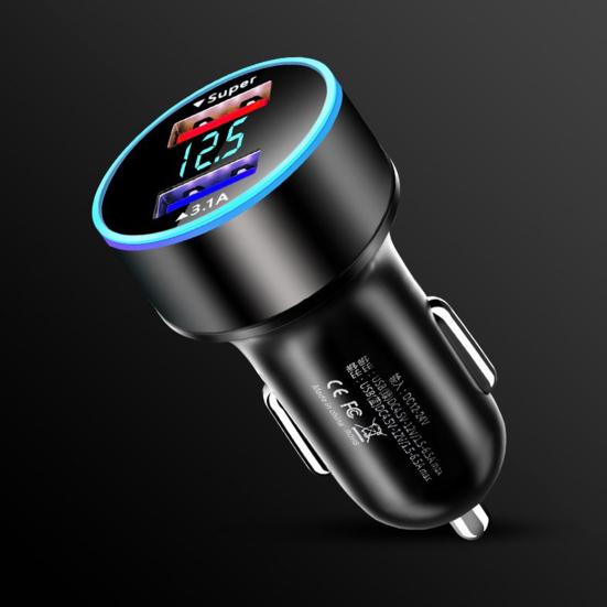 Car Charger Stable Output High Efficiency 12/24V Universal Wide Application Flame-retardant Mobile Phone Charging Heat-resistant 2-port Charger Socket