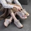Spring and Autumn Genuine Leather Colorful Dad Shoes Women's Leather Sports and Leisure Women's Shoes Breathable European Station Travel Shoes