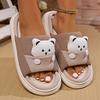 Fashion Cute Cartoon Bear Linen Slippers Women Breathable Sole Four Season Indoor Slippers Comzy Plus Size 45 Unisex House Slides Shoes