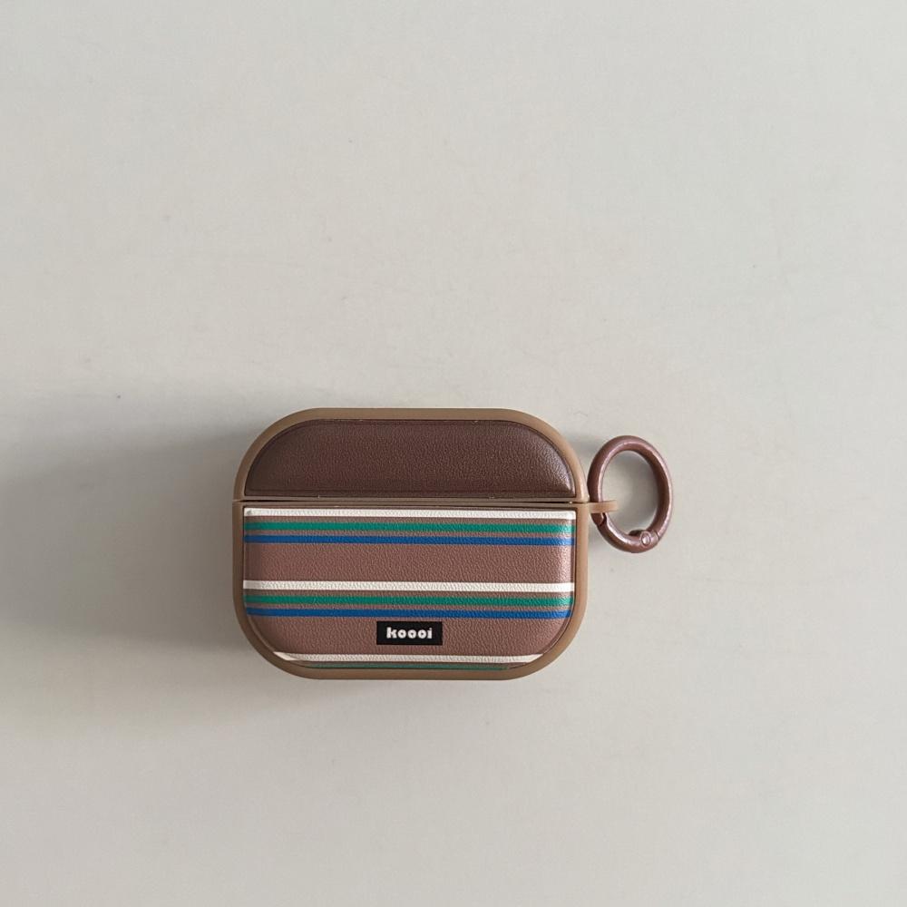 ins leather contrasting stripe letters for airpods4 earphone cover pro3 new airpodspro2 protective cover 3rd generation apple wireless bluetooth
