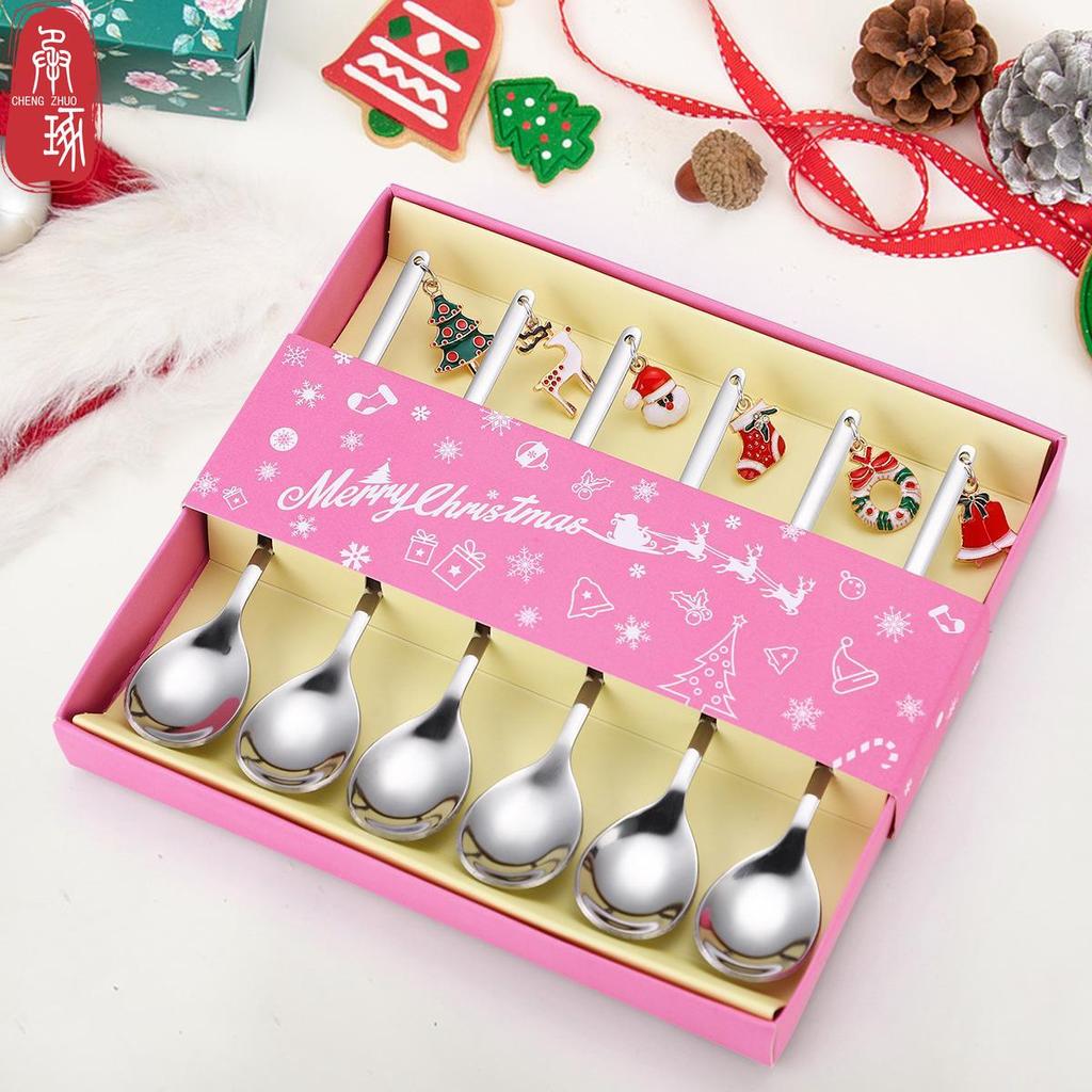 Nerezová lžíce Vánoční roztomilý styl Jemné kuchyňské příbory Šestidílná sada Restaurant Bar