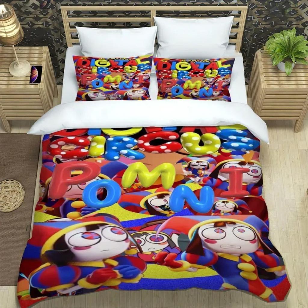 3D Print Digital Circus Bedding Sets Anime The Amazing Digital Circus Duvet Cover Set For Boys Girls Twin Queen King Size