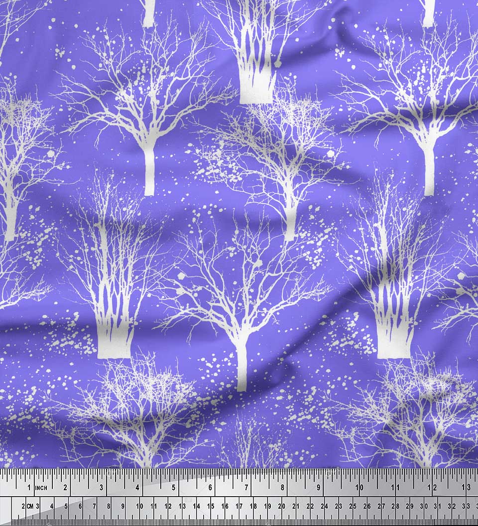 

Тканина Soimoi Red Japan Crepe Satin Dry Tree Print Тканина на метри 42 дюйма 42 Inch Wide - Poly Crepe фіолетовий