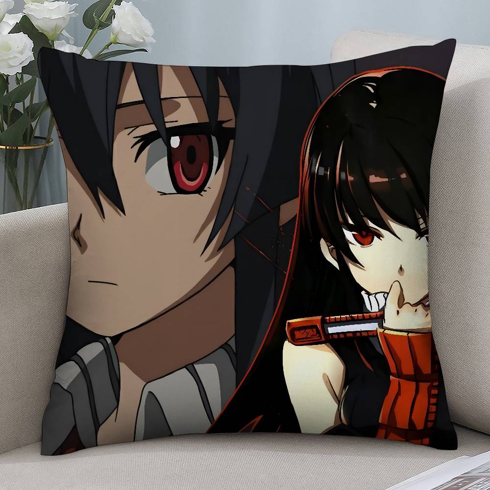 Anime A-Akame ga Kill Pillow Case Short plush Double-sided Print Square Throw Pillow Covers Sofa Home Cushion Decor