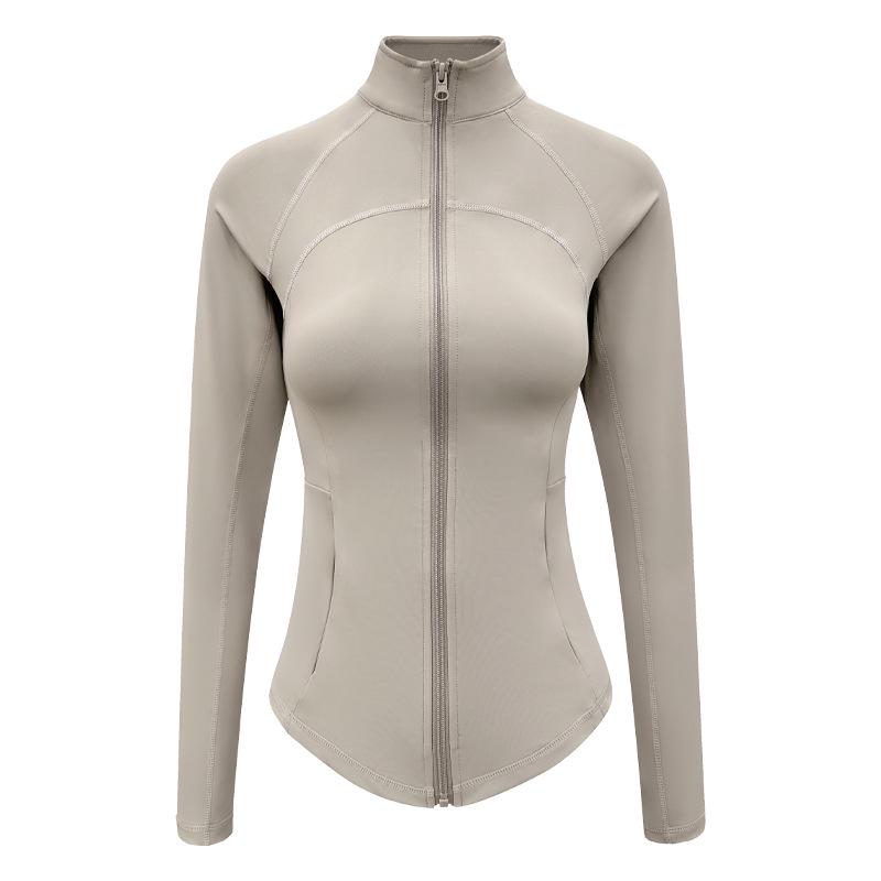 

Женская облегающая куртка для йоги на молнии со стойкой - Эластичный фитнес-топ с длинным рукавом для занятий спортом на открытом воздухе XL