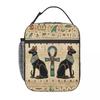 Egyptian Cats And Ankh Cross Insulated Lunch Bag for Women Children Portable Food Boxes Thermal Lunch Box Tote