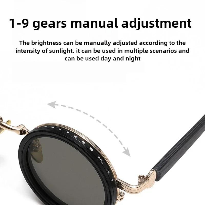 Level Rotatable Adjustable Men'S Sunglasses Retro Neutral Street Photography Wood Grain Legs Uv400 Polarized Glasses