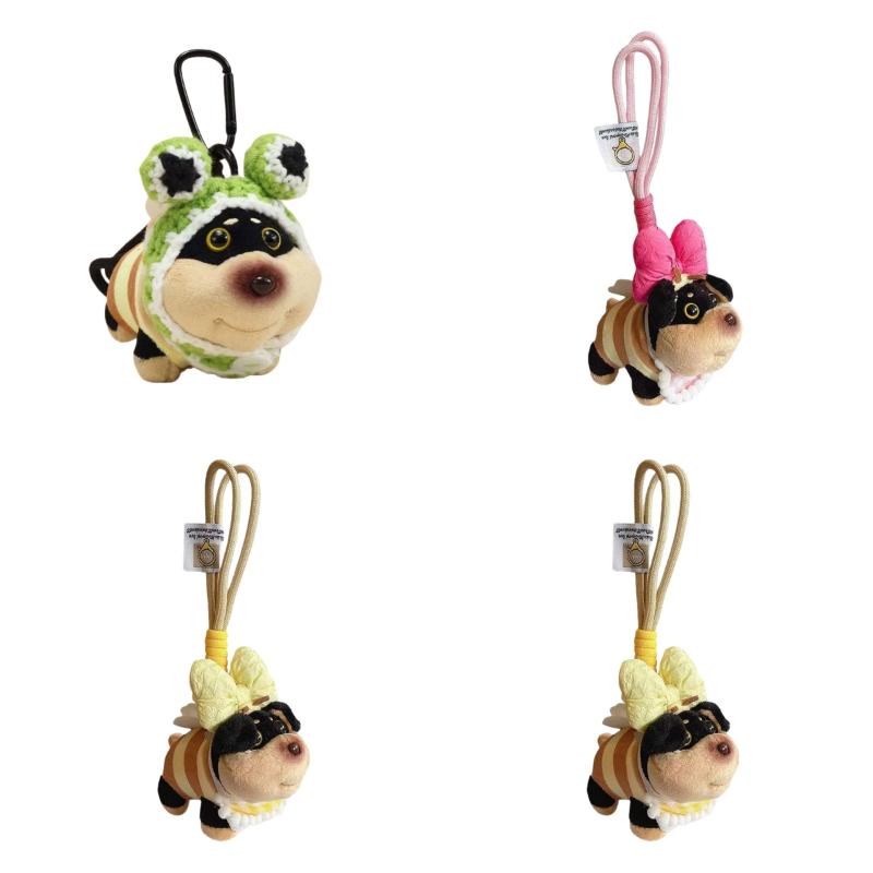1Pcs Animal Accessories Cute Portable Bee Puppy Bag Pendant Soft Unique Puppy Plush Doll Dog Keychain Bag Hanging Decoration