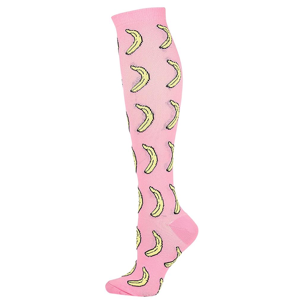 Women's Absorb Sweat Print Nylon Long Tube Compression Outdoor Sports Socks