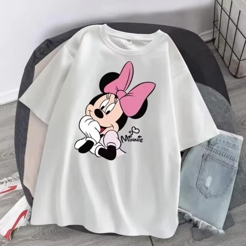 Damen T-Shirt Cartoon Streetwear Mickey Maus Damen Tee Koreanisches Lockeres Kurzarm T-Shirt Sommer Y2k Kleidung Tops