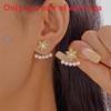 Elegant Snowflake Drop Earrings With Zircon Stones For Women Holiday Party Accessories