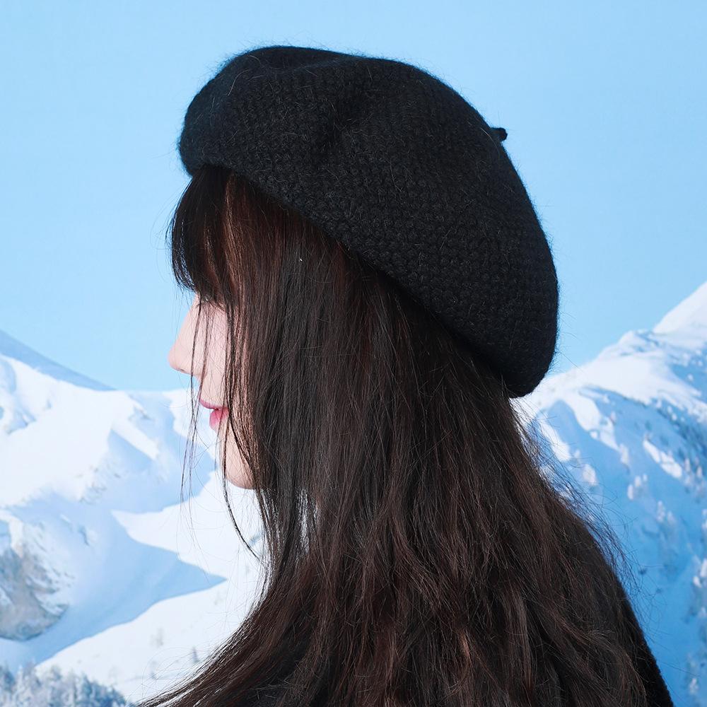Beret Women's Autumn and Winter Knitted Wool Painter Hat Literary Versatile Elegant Warm Face Showing Little Beret Pumpkin Hat