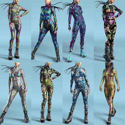 3D Digital Printing Stage Costumes for Adults Halloween Event Carnival Themed Party Cosplay Costume Role-playing Game Jumpsuit