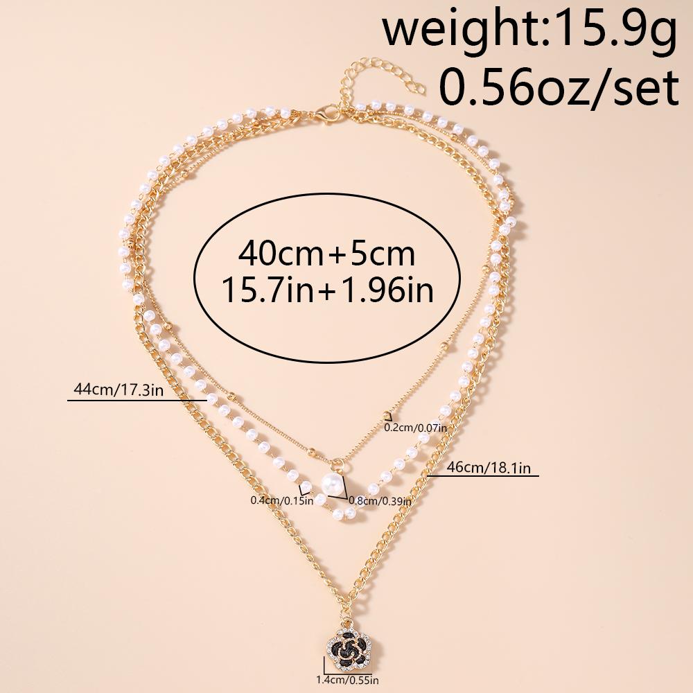 Elegant Multi Layer Rose Flower Pendant Necklaces for Women Girls Pearl Necklace Birthday Party Jewelry Gift