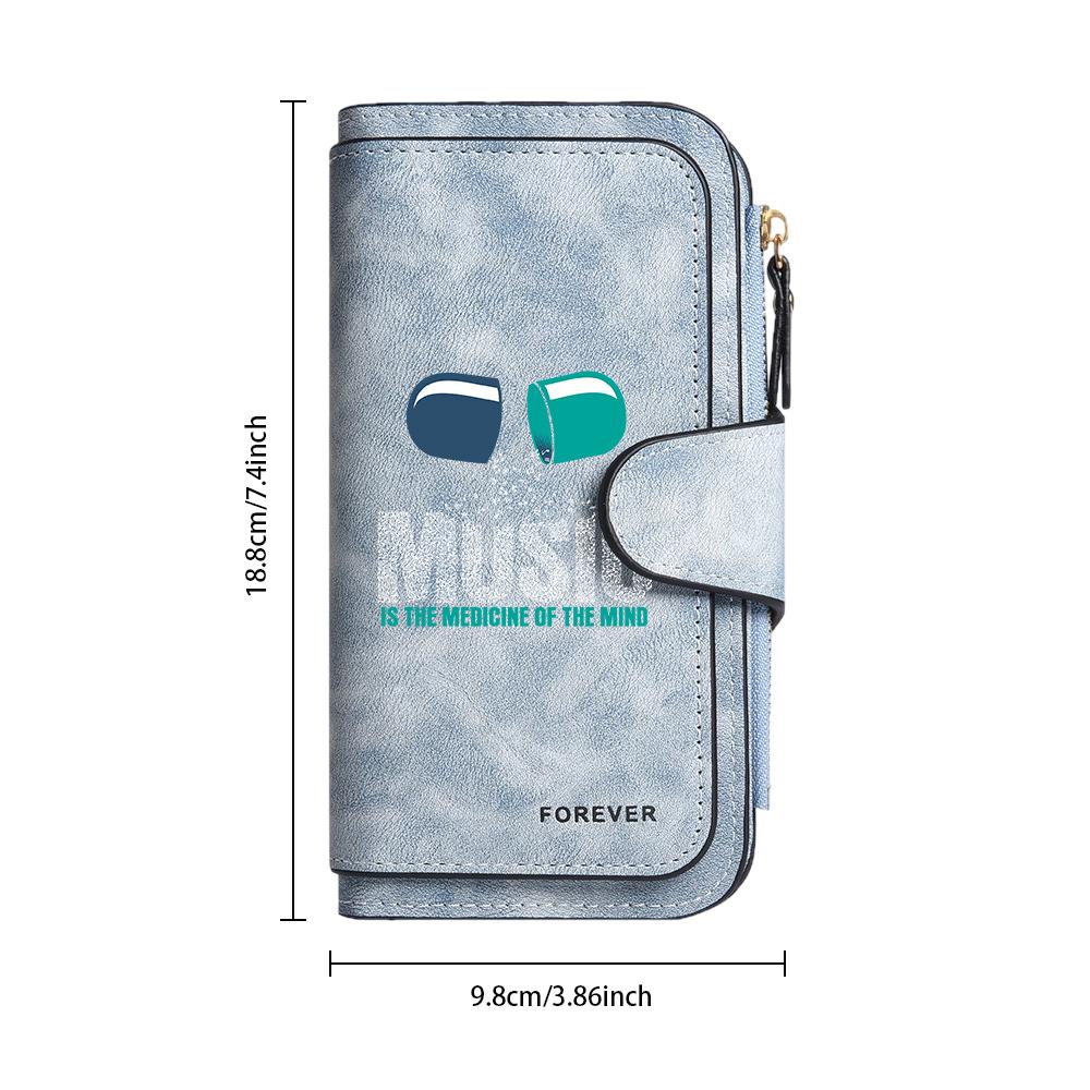 Music Themed Long Wallet Multi Card Holder Fashion Purse for Daily Use