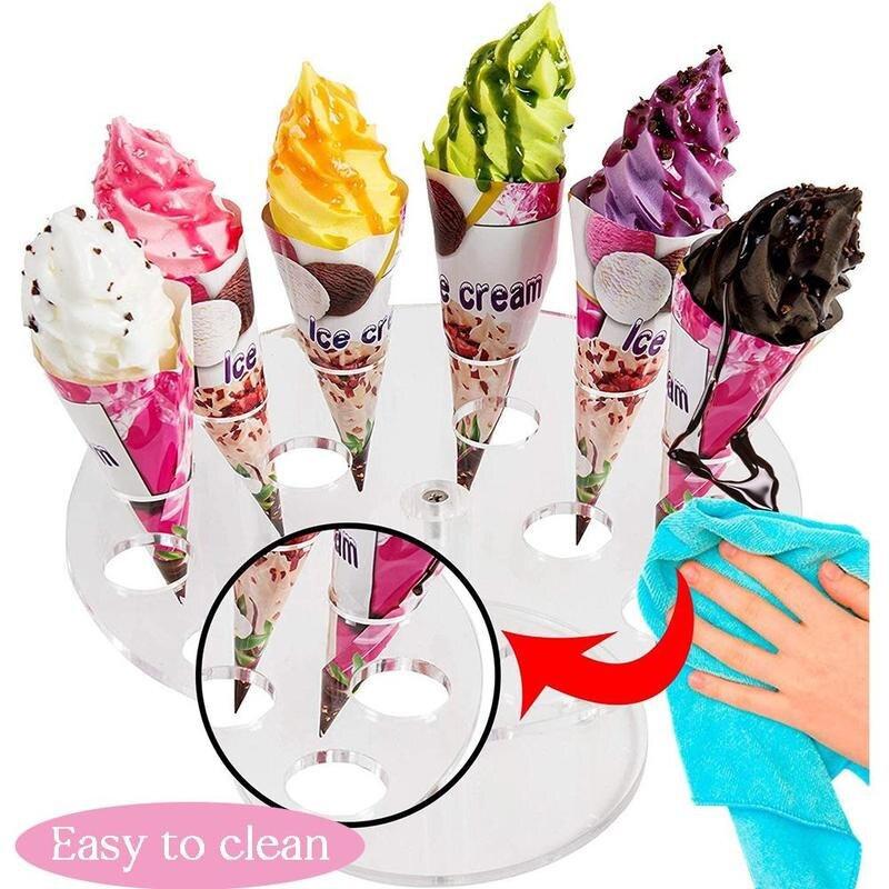 16 Holes Acrylic Transparent Ice Cream Stand Cake Cone Stand Holder Wedding Buffet Food Display Stand Baking Kitchen Tools
