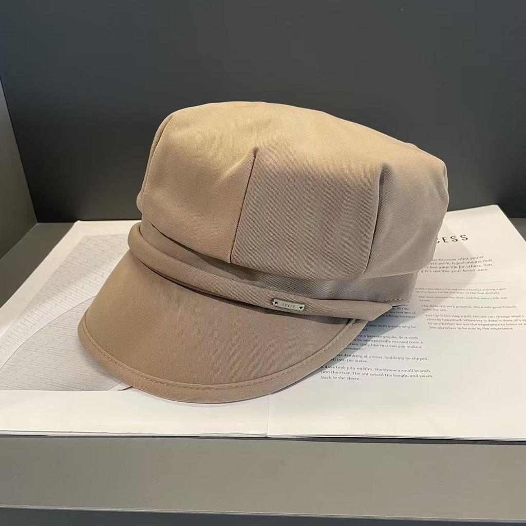 Xiaoxiang Style Patterned Equestrian Hat for Women Warm for Autumn and Winter  Simple Solid Color Octagonal Hat  Fashionable Newsboy Hat Trend