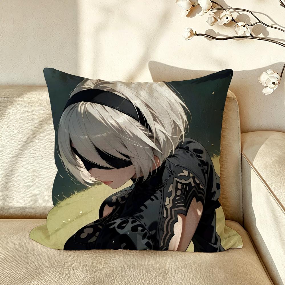 Game NNieR AAutomata Cushion Cover Pillow Case Antidustmite Pillowcase Silky Short Plush Sofa Cushion Cover hot