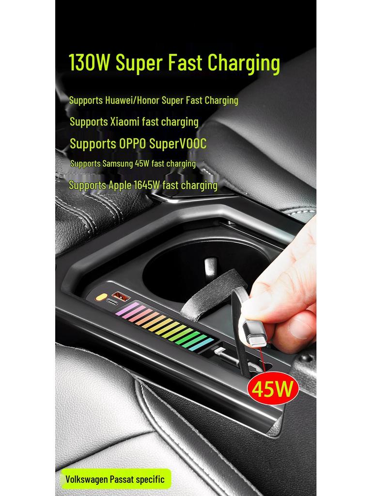 Volkswagen Passat 19-25 USB Car Charger with Central Dock and LED