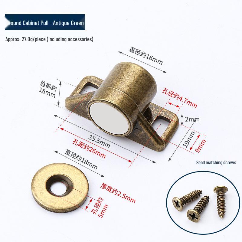 

Антикварная магнитная защелка для шкафа из цинкового сплава - Сильный круглый магнит для шкафчиков, гардеробов и мебельная фурнитура для тяжелых условий эксплуатации.