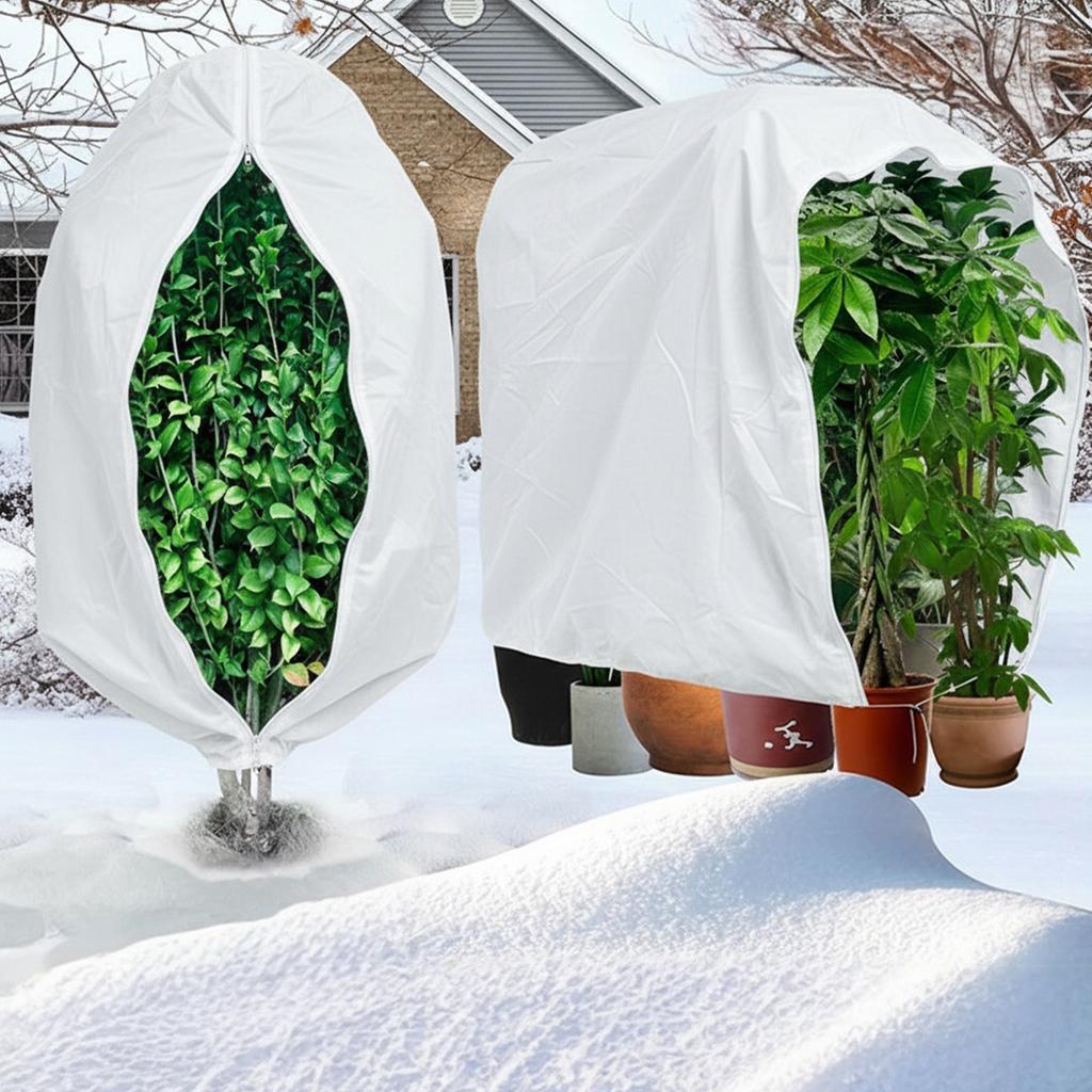 2er-Pack Frost-Pflanzenabdeckungen mit Reißverschluss und Kordelzug, Pflanzenschutz-Abdecktaschen für Winter-Außenpflanzen