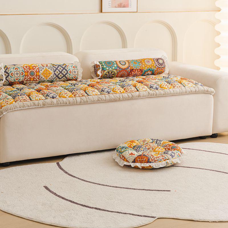 Thickened All-Cotton Four Seasons Non-Slip Sofa Cushion with High-End One-Piece Cover