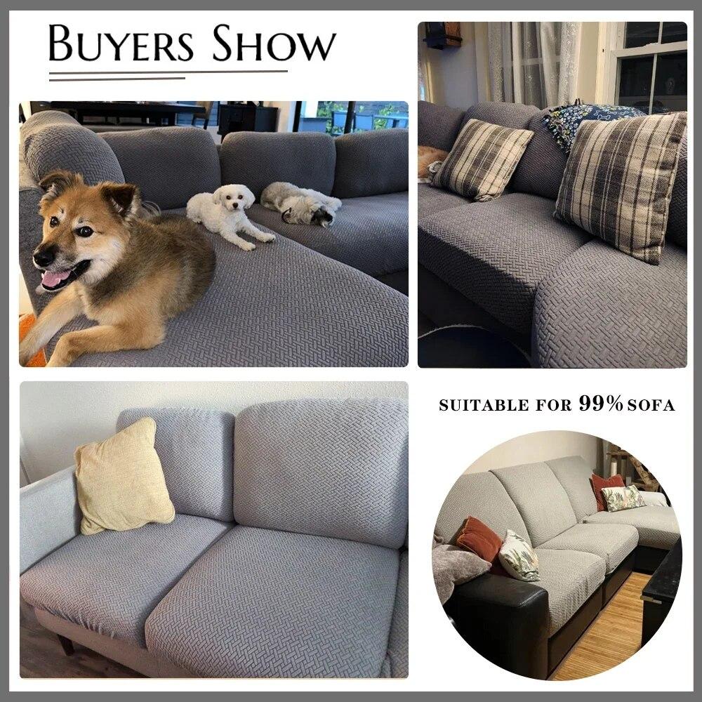 Dicker Jacquard-Sofa-Sitzkissenbezug für Wohnzimmermöbel, Schutz für L-förmige Ecksofas, abnehmbare Sitzbezüge