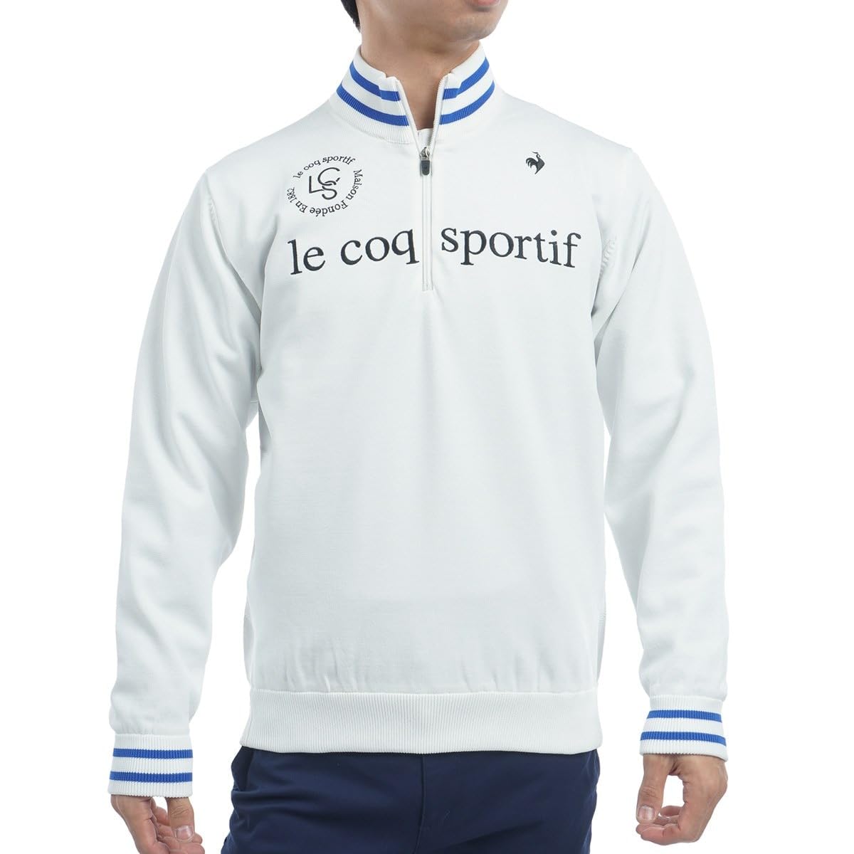 

Coq Sportif свитер с полузастежкой-молнией, ветрозащитный трикотажный, ручная стирка, для холодной погоды, гольф LG4FST30M WH00 [Le Golf] [Stretch Forcer] мужской (белый)