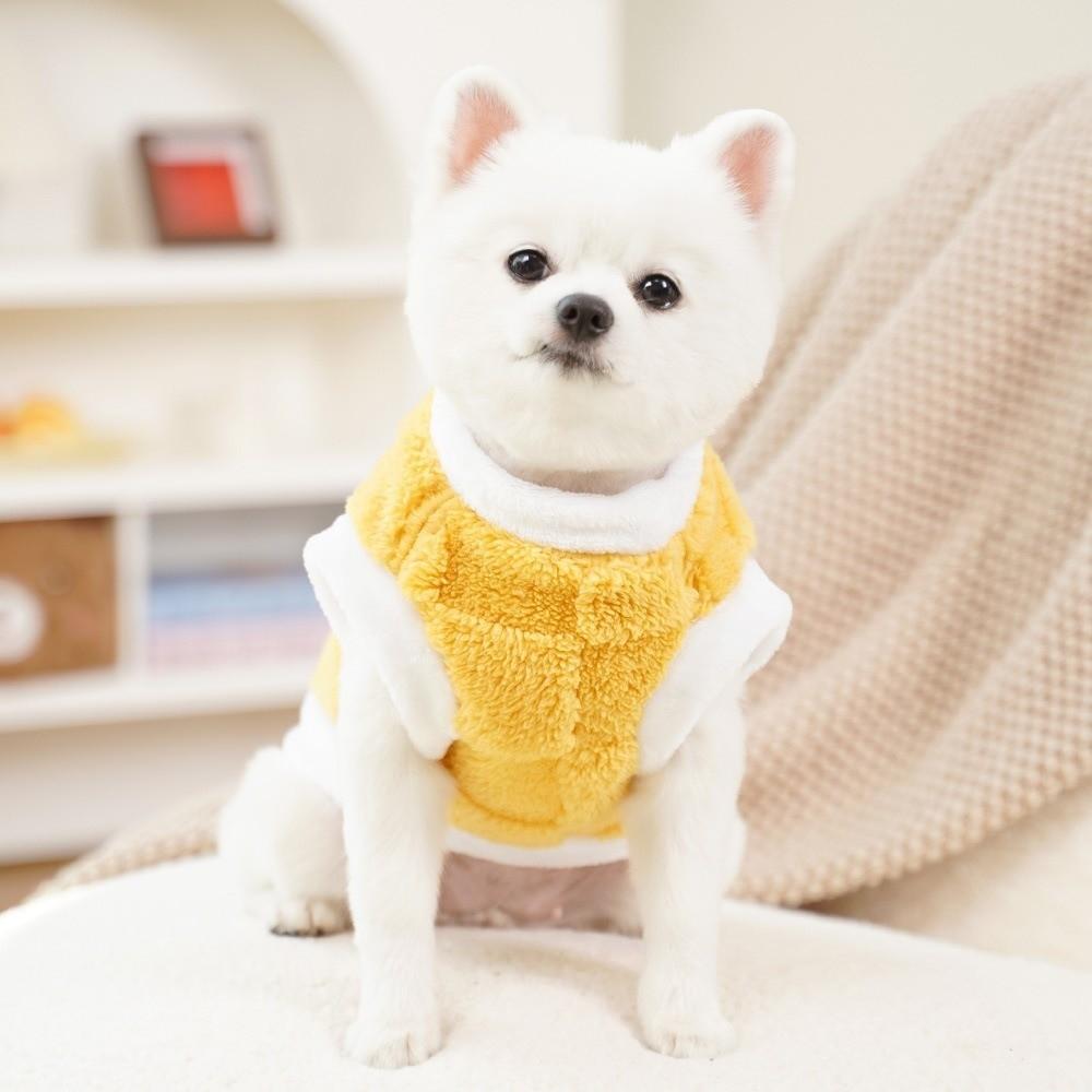 Pet Traction Suit Velvet Winter Dogs Clothes Comfortable Pullover Vest Dog Warm Sweater Soft Dog Plaid Coat Autumn Winter