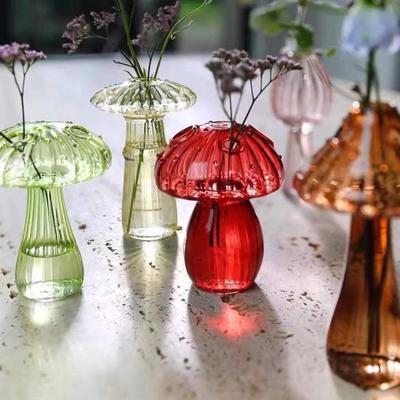 1PC Pilz Nordic Ornament Indoor Glas Bunte Vase Hydrokultur Pflanze Blume Anordnung Zimmer Desktop Dekoration Wohnkultur
