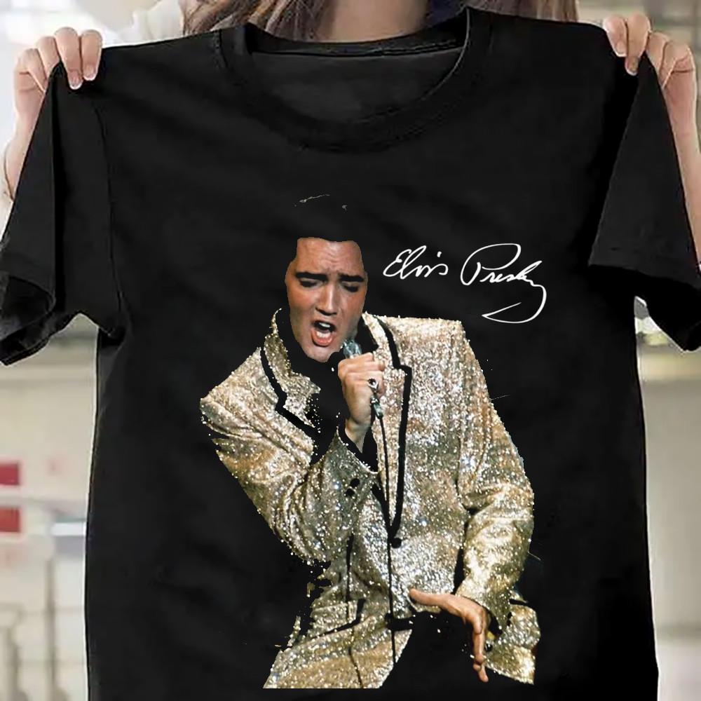 НОВЫЙ Элвис Пресли Подпись Короткий Рукав Подарок Для Фаната Черный Все Размеры Футболка FA870 Унисекс Футболка XXL