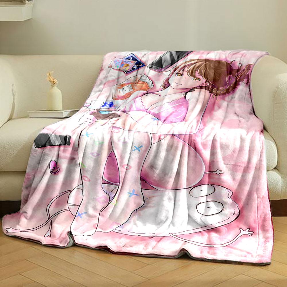Cartoon Character Pink Cozy Throw bedroom Blanket for Livingroom Couch lunch break Soft Cozy throw for Friend's festival Gift