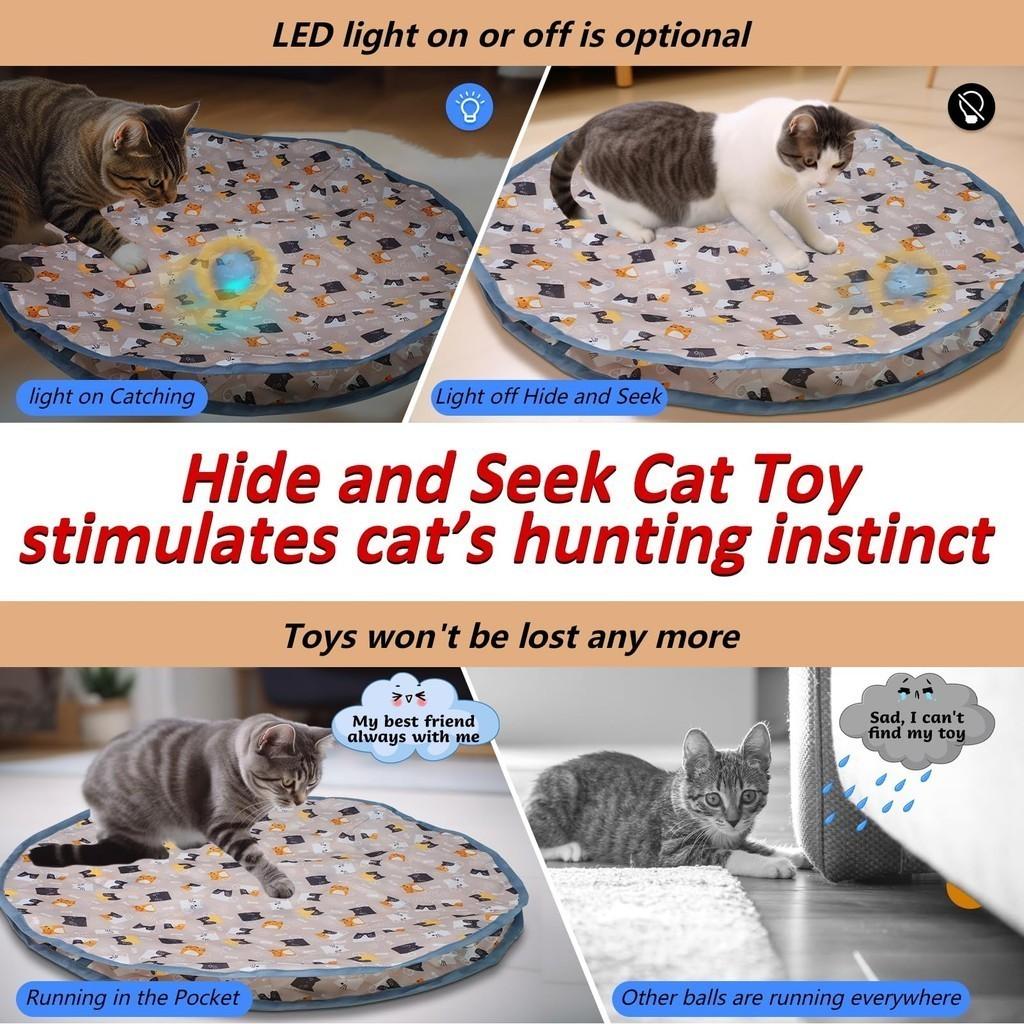 Smart Interactive Cat Toys Ball Fast Rolling In Pouch Hide and Seek Kitten Toy Motion Activated Interactive Cat Toy for Indoor