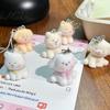 Portable Pet Charm Decorative Pendant Flocking Puppy Shape Keychain Bag Resin with Lanyard Mobile Phone Hanging Ornament Deformation
