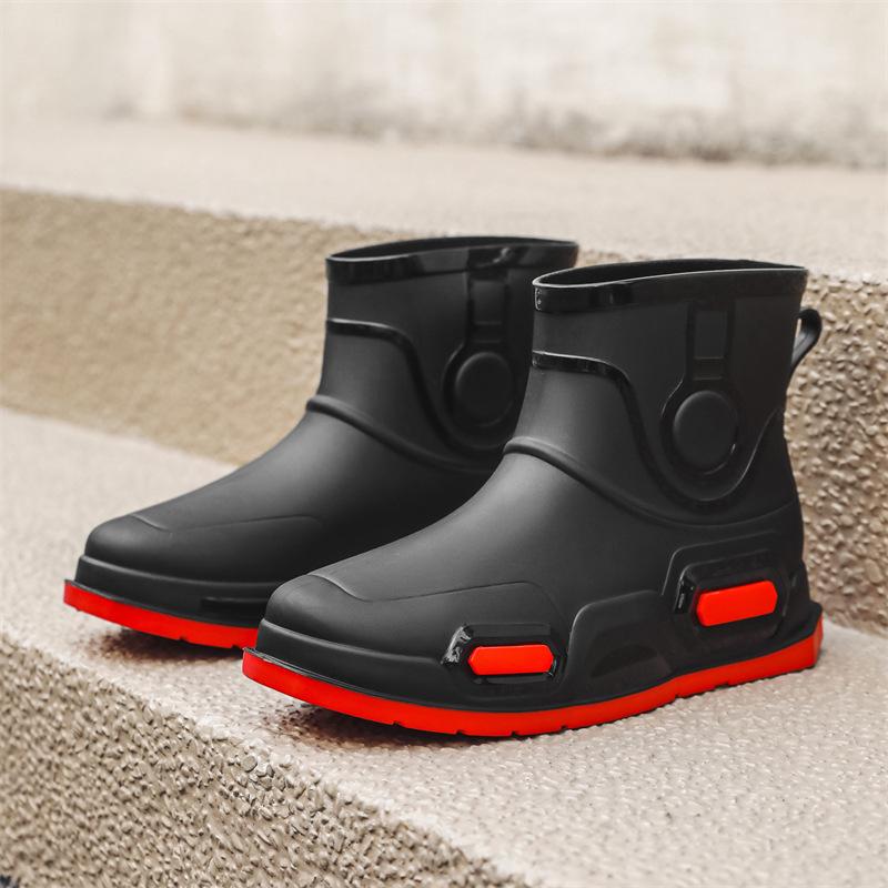 

Fashion versatile couple waterproof rain shoes men and women outdoor non-slip wear-resistant water shoes fishing camping sea rubber shoes 39 чорний