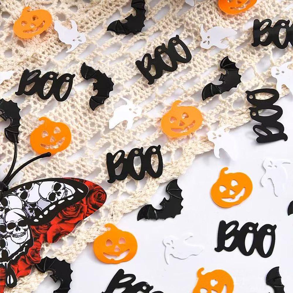 Runtowo 15g Halloween Flat Bat Ghost Witch Loose Sequins, BOO Confetti Halloween Party Festival Ornament Accessories